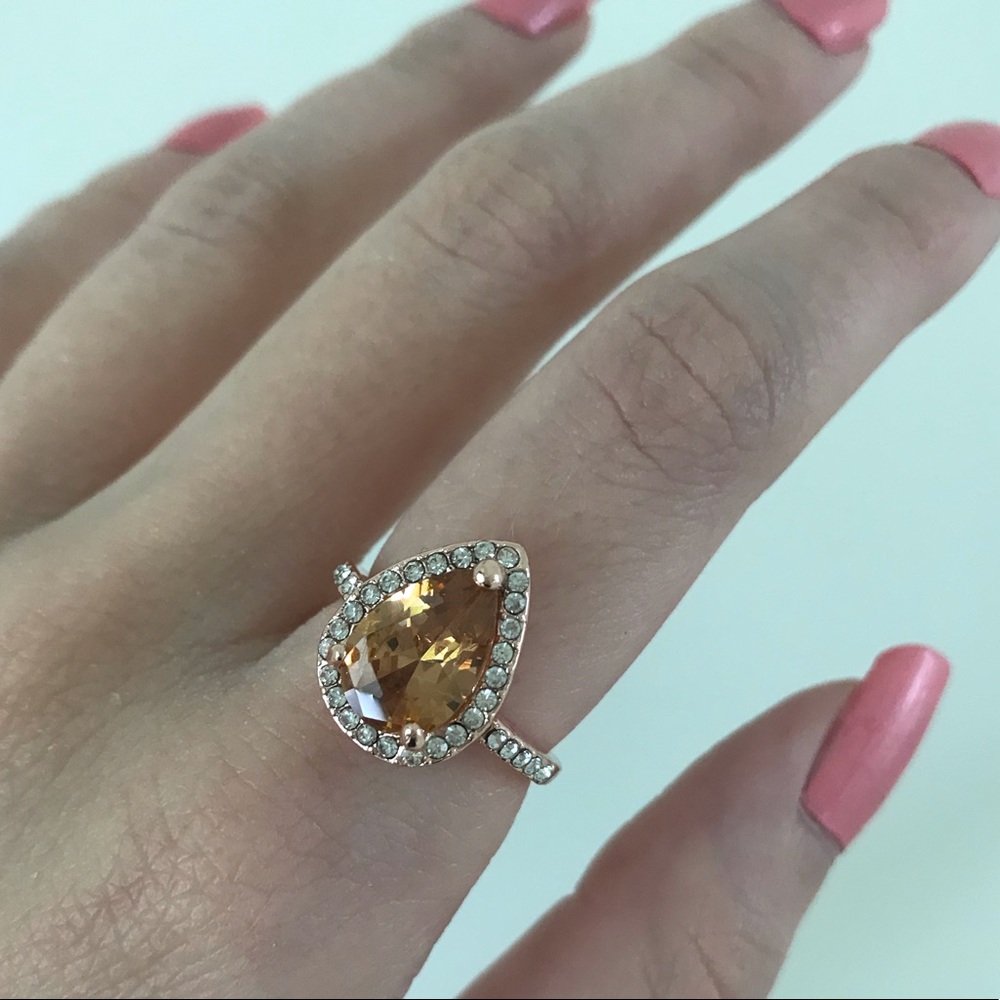 Classic Rose Gold Cubic Zirconia Crystal Ring - Picture 3 of 4